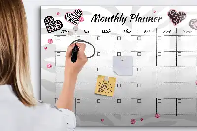 Quadro magnético para desenhar planner mensal elegante