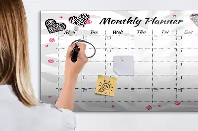 Quadro magnético para desenhar planner mensal elegante