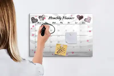 Quadro magnético para desenhar planner mensal elegante