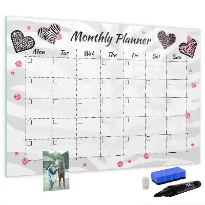 Quadro magnético para desenhar planner mensal elegante