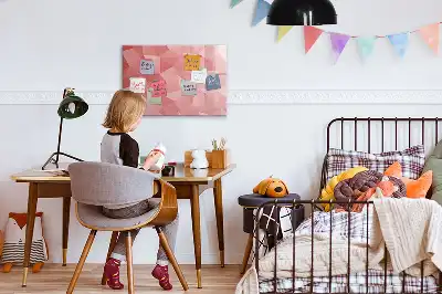 Quadro magnético para escrever estampa de abstração de triângulos