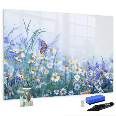 Quadro magnético para escrever estampa borboleta no prado