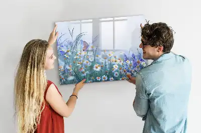 Quadro magnético para escrever estampa borboleta no prado