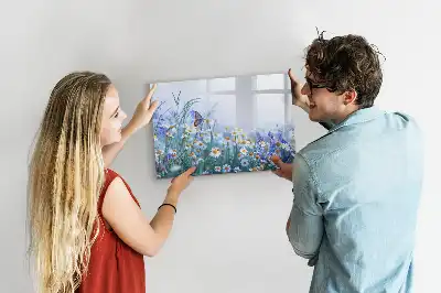Quadro magnético para escrever estampa borboleta no prado