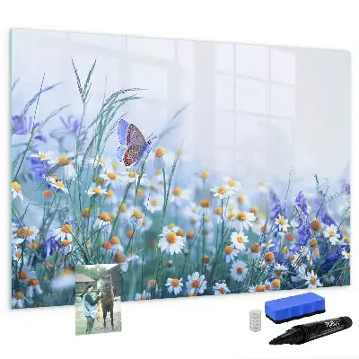 Quadro magnético para escrever estampa borboleta no prado