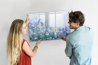 Quadro magnético para escrever estampa borboleta no prado