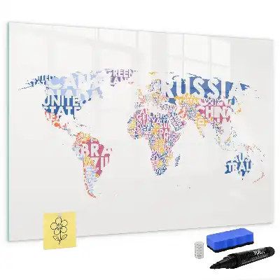 Quadro magnético para desenhar com mapa-múndi