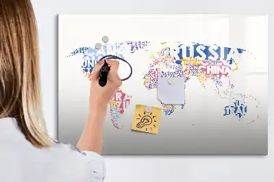 Quadro magnético para desenhar com mapa-múndi