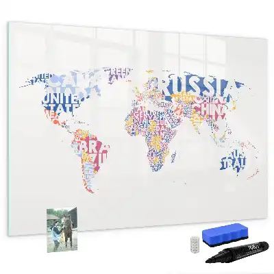 Quadro magnético para desenhar com mapa-múndi