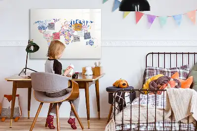 Quadro magnético para desenhar com mapa-múndi
