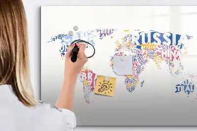 Quadro magnético para desenhar com mapa-múndi