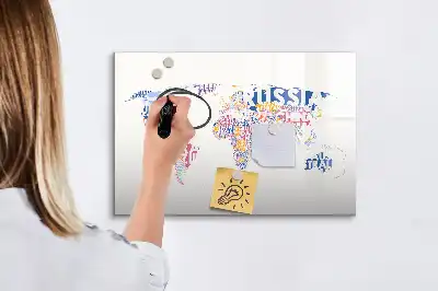 Quadro magnético para desenhar com mapa-múndi
