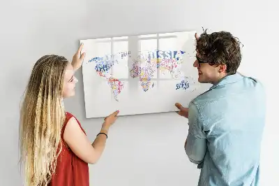 Quadro magnético para desenhar com mapa-múndi
