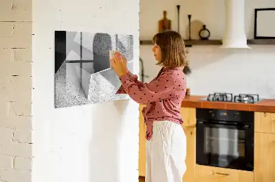 Quadro magnético para desenhar com estampa de abstração de triângulos
