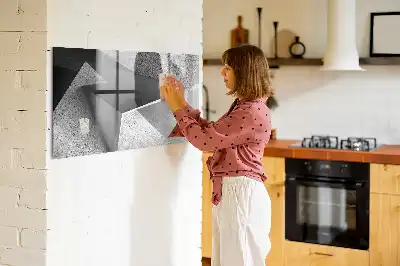Quadro magnético para desenhar com estampa de abstração de triângulos