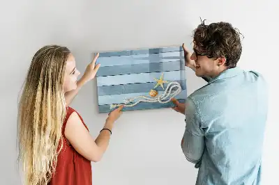 Quadro magnético para escrita com estampa de plantas e conchas