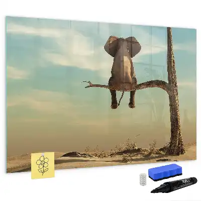 Quadro magnético para escrever estampa elefante na árvore
