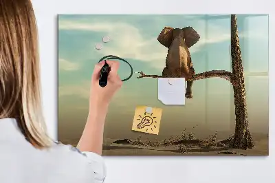 Quadro magnético para escrever estampa elefante na árvore