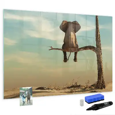 Quadro magnético para escrever estampa elefante na árvore