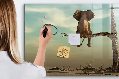 Quadro magnético para escrever estampa elefante na árvore