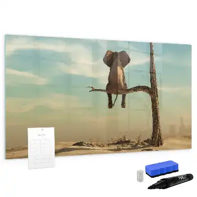 Quadro magnético para escrever estampa elefante na árvore