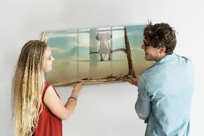 Quadro magnético para escrever estampa elefante na árvore