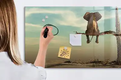 Quadro magnético para escrever estampa elefante na árvore