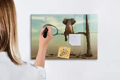 Quadro magnético para escrever estampa elefante na árvore