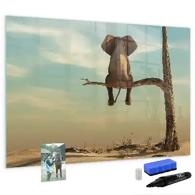 Quadro magnético para escrever estampa elefante na árvore