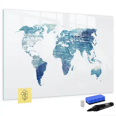 Mapa-múndi quadro magnético para escrever