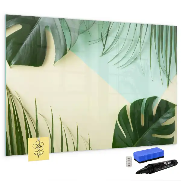 Quadro magnético para desenho com estampa de folhas de monstera