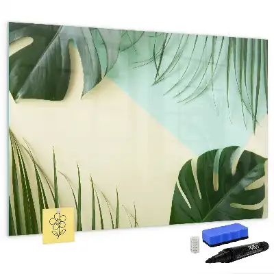 Quadro magnético para desenho com estampa de folhas de monstera