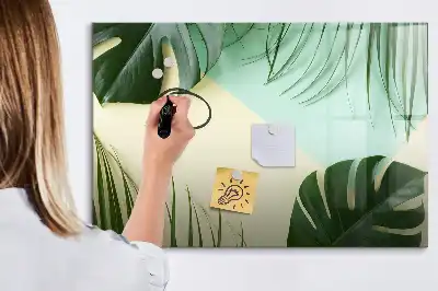 Quadro magnético para desenho com estampa de folhas de monstera
