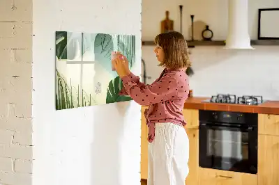 Quadro magnético para desenho com estampa de folhas de monstera