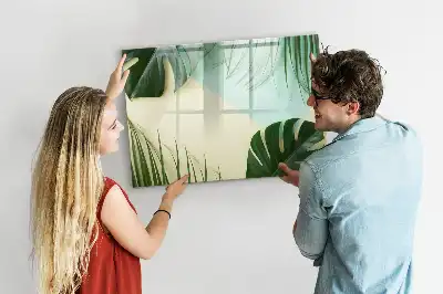 Quadro magnético para desenho com estampa de folhas de monstera