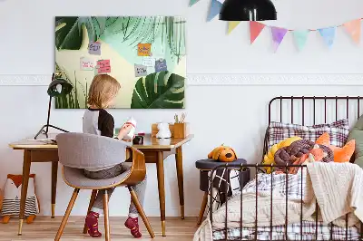Quadro magnético para desenho com estampa de folhas de monstera