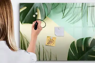 Quadro magnético para desenho com estampa de folhas de monstera