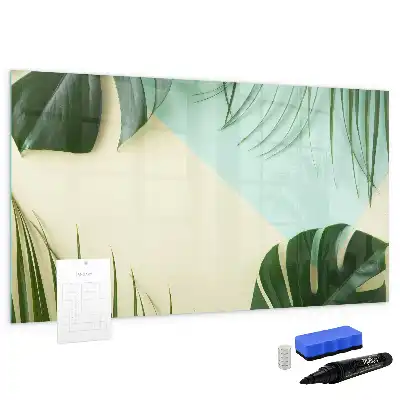 Quadro magnético para desenho com estampa de folhas de monstera