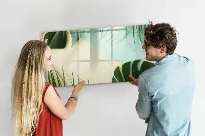 Quadro magnético para desenho com estampa de folhas de monstera