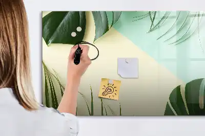 Quadro magnético para desenho com estampa de folhas de monstera