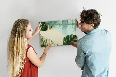 Quadro magnético para desenho com estampa de folhas de monstera