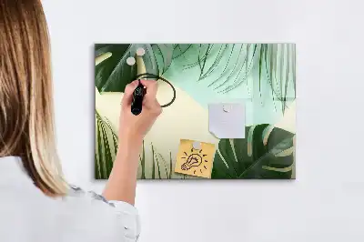 Quadro magnético para desenho com estampa de folhas de monstera