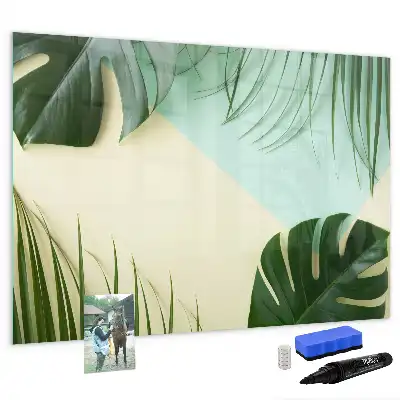 Quadro magnético para desenho com estampa de folhas de monstera