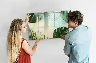 Quadro magnético para desenho com estampa de folhas de monstera