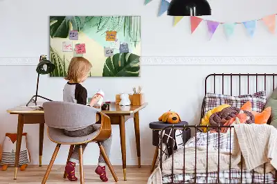 Quadro magnético para desenho com estampa de folhas de monstera