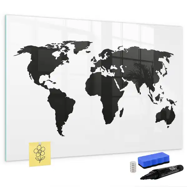 Mapa-múndi magnético para escrever na cor preta
