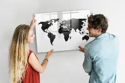 Mapa-múndi magnético para escrever na cor preta