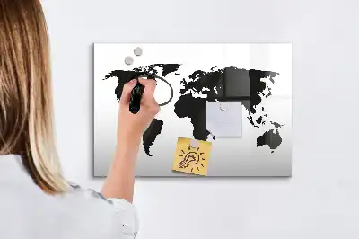 Mapa-múndi magnético para escrever na cor preta
