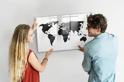 Mapa-múndi magnético para escrever na cor preta