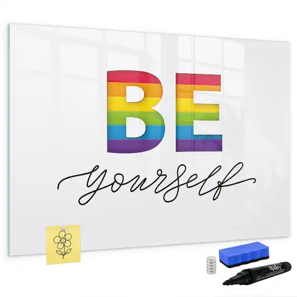 Quadro magnético para desenhar com a frase Seja você mesmo